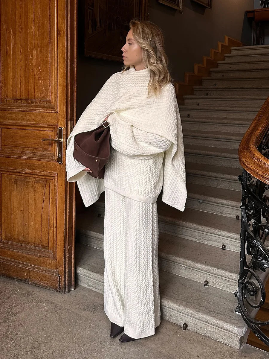 Ribbed Turtleneck Knit Set