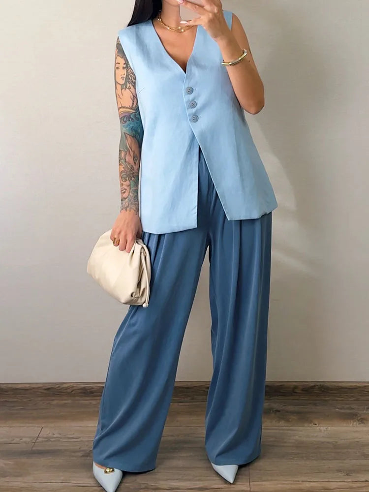 Lyocell Wide-Leg Denim Pants