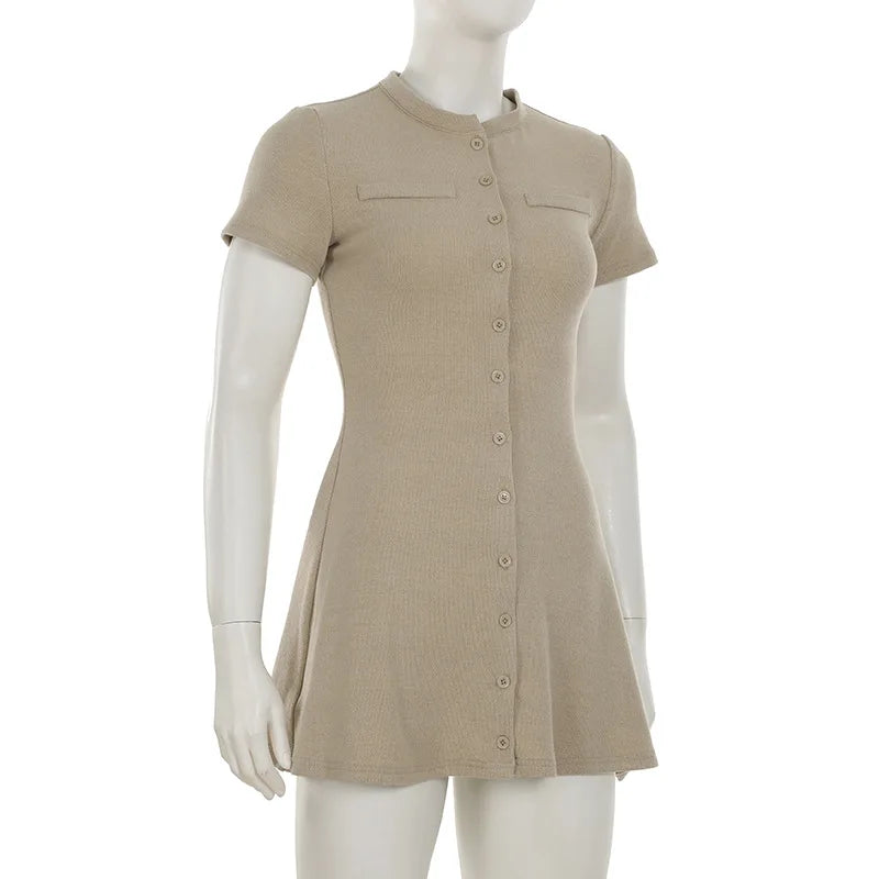 Patchwork Knit Short Dress