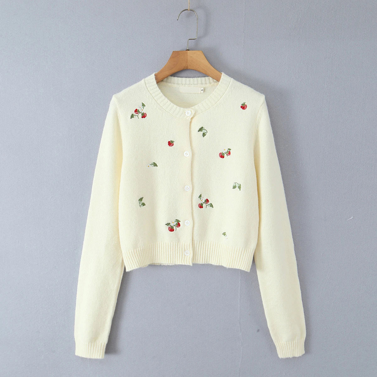 Cherry Embroidered Knit Cardigan