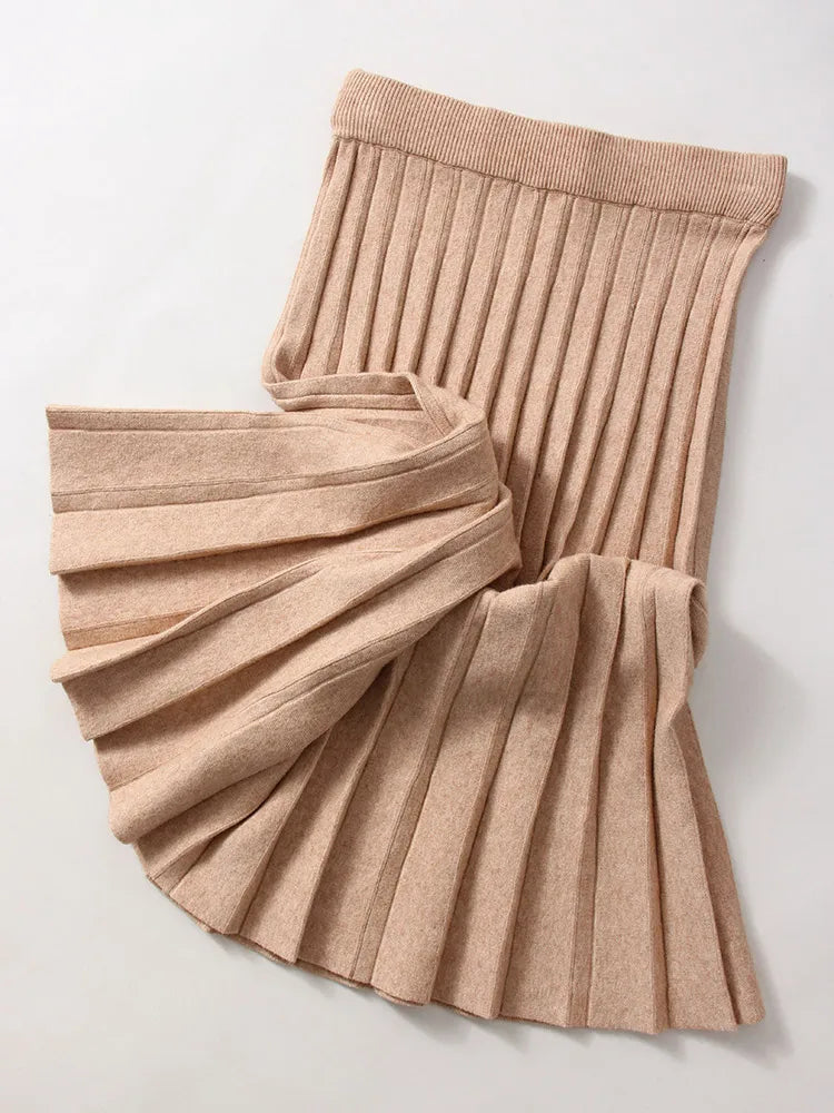 Knitted Pleated Mini Skirt