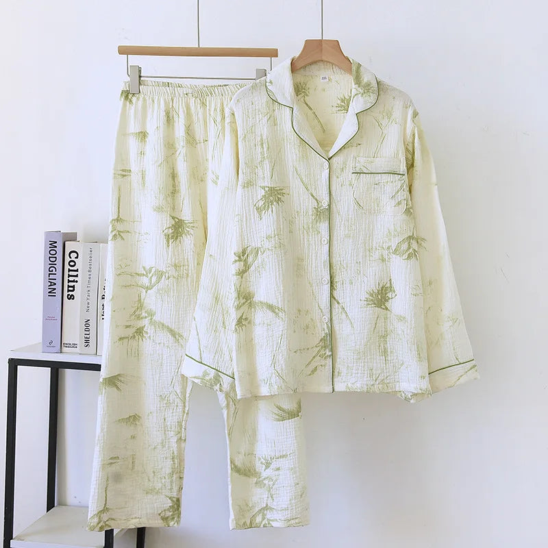 allvariants:: Floral pajama set on a hanger against a white background