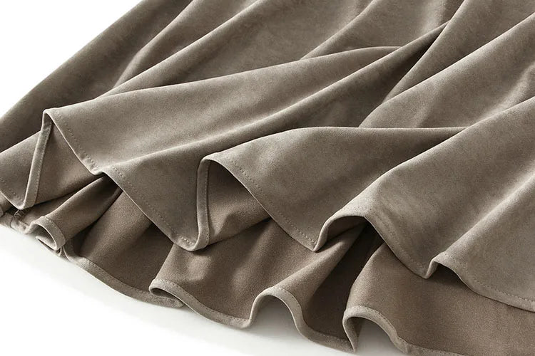 High Waist Suede A-Line Skirt