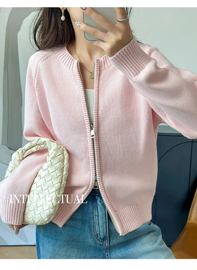 Women’s 100% Cotton Zip-Up Cardigan