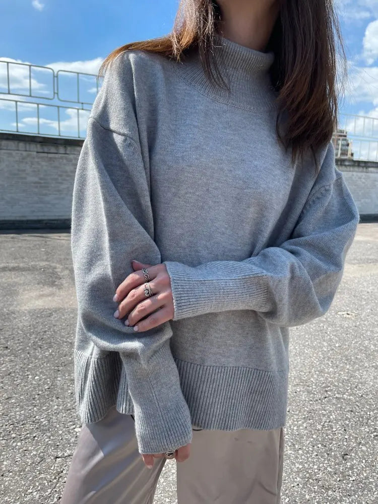 Loose Turtleneck Knit Sweater