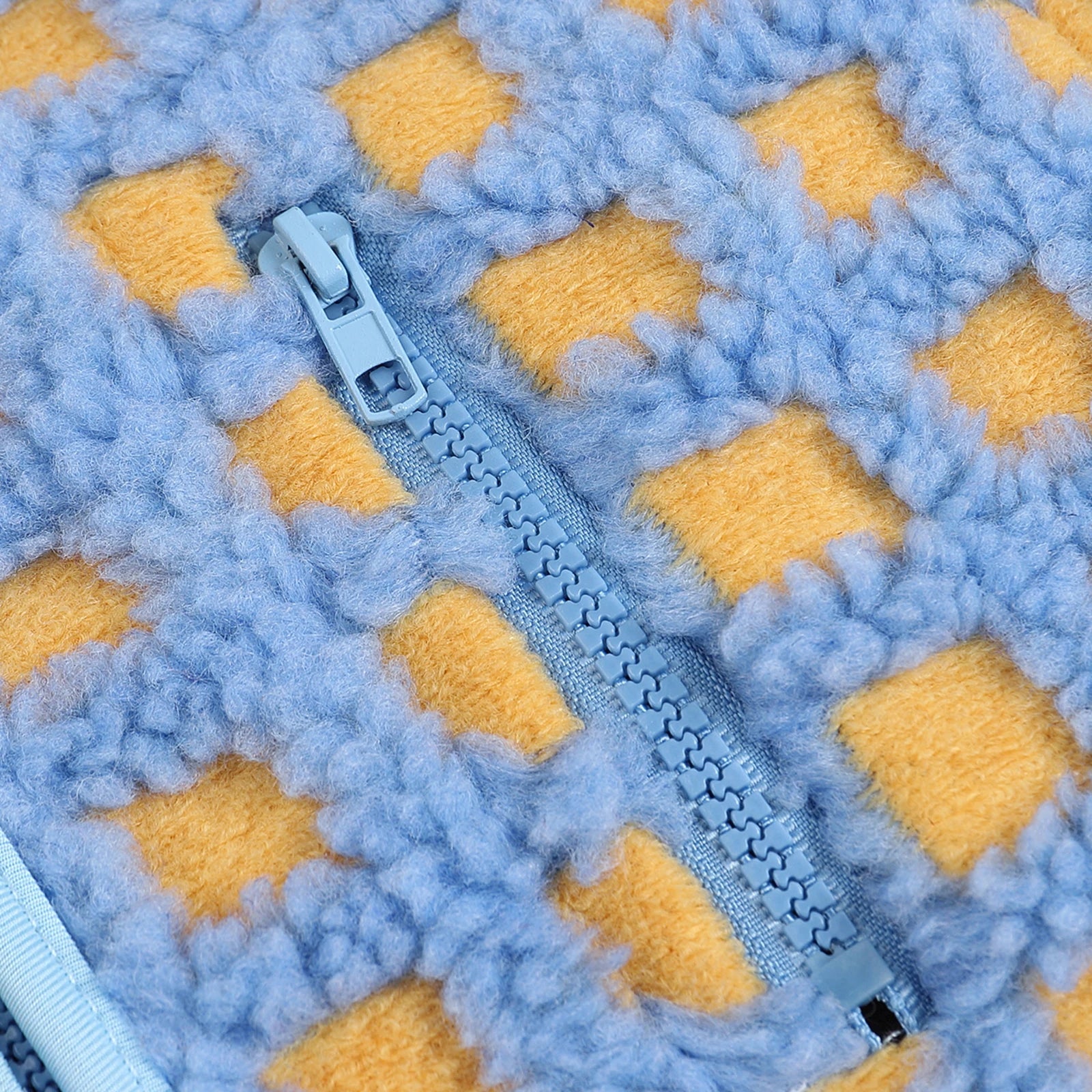 Women’s Fuzzy Checkered Zip-Up Vest