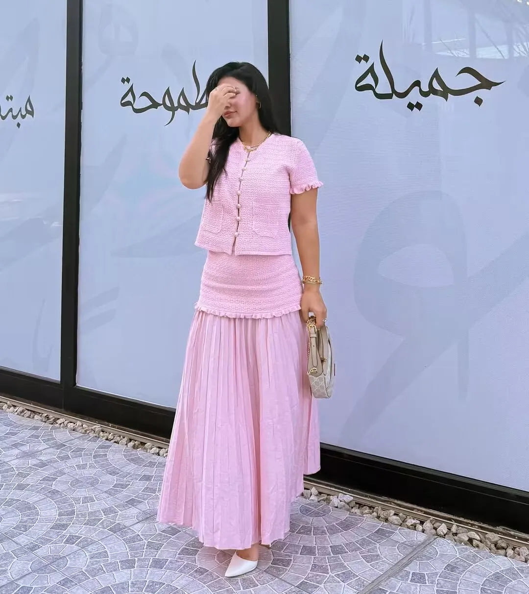 Short-Sleeve Knit Button Cardigan