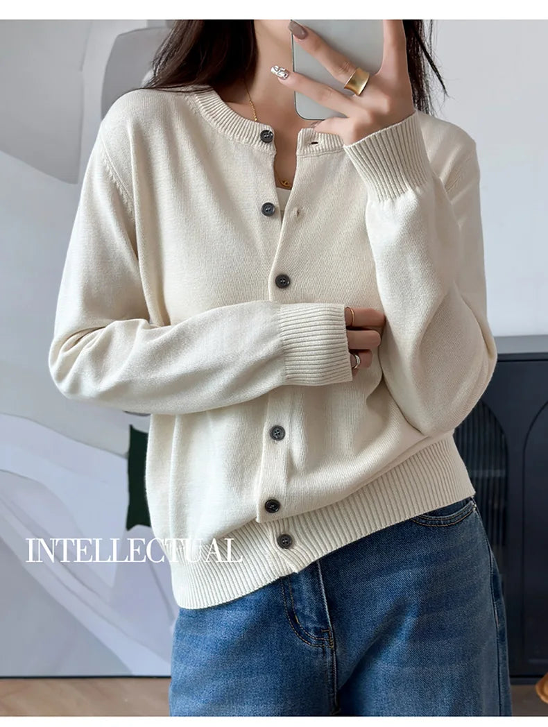 Cotton O-Neck Cardigan