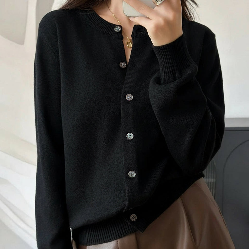 Cotton O-Neck Cardigan