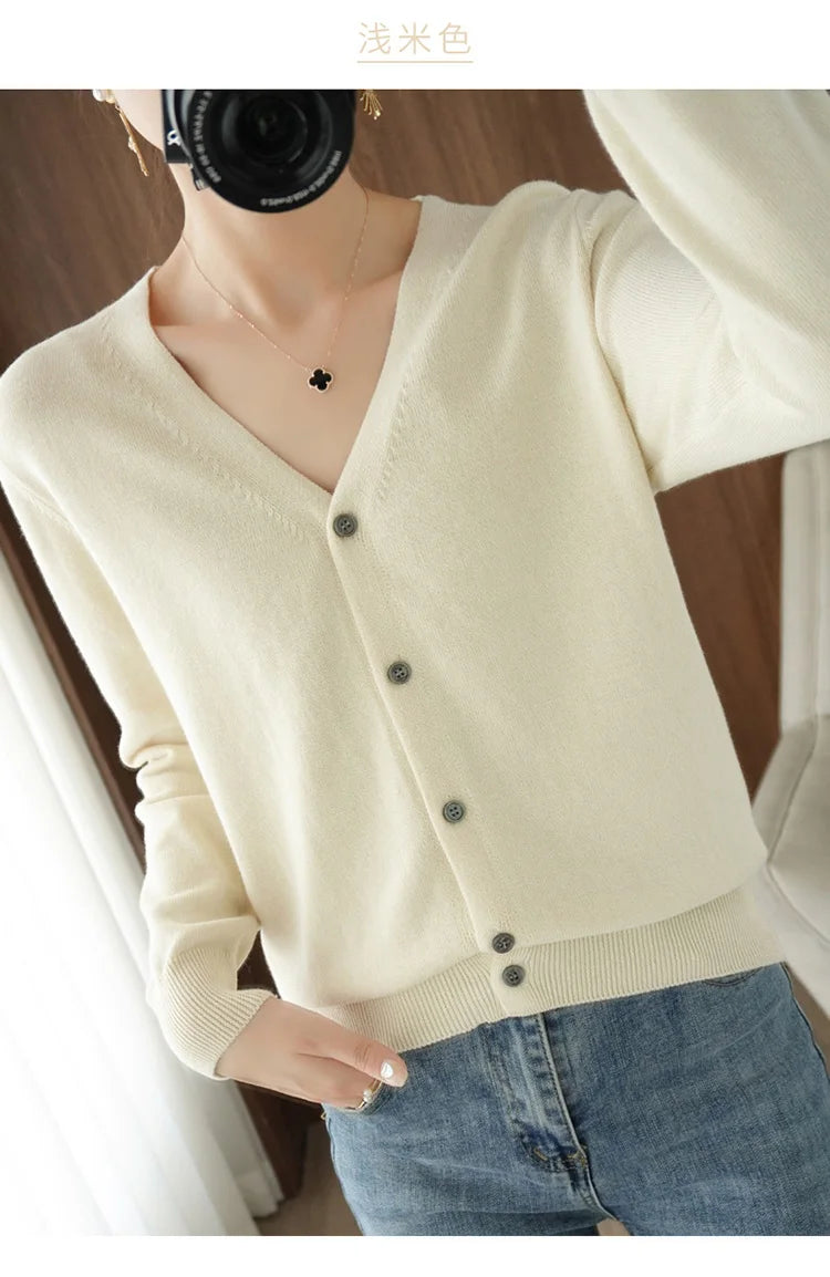 Women’s Cotton V-Neck Cropped Cardigan