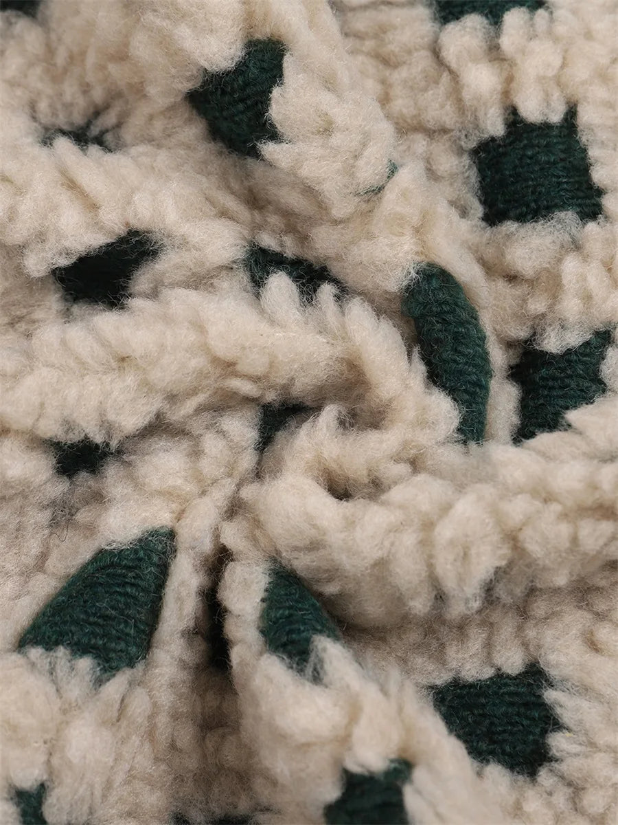 Women’s Fuzzy Checkered Zip-Up Vest