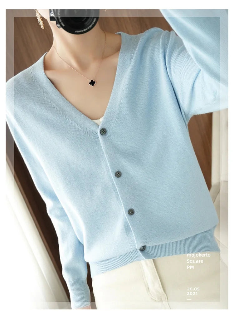 Women’s Cotton V-Neck Cropped Cardigan