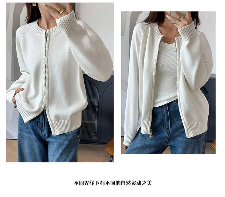 Women’s 100% Cotton Zip-Up Cardigan