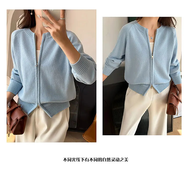 Women’s 100% Cotton Zip-Up Cardigan