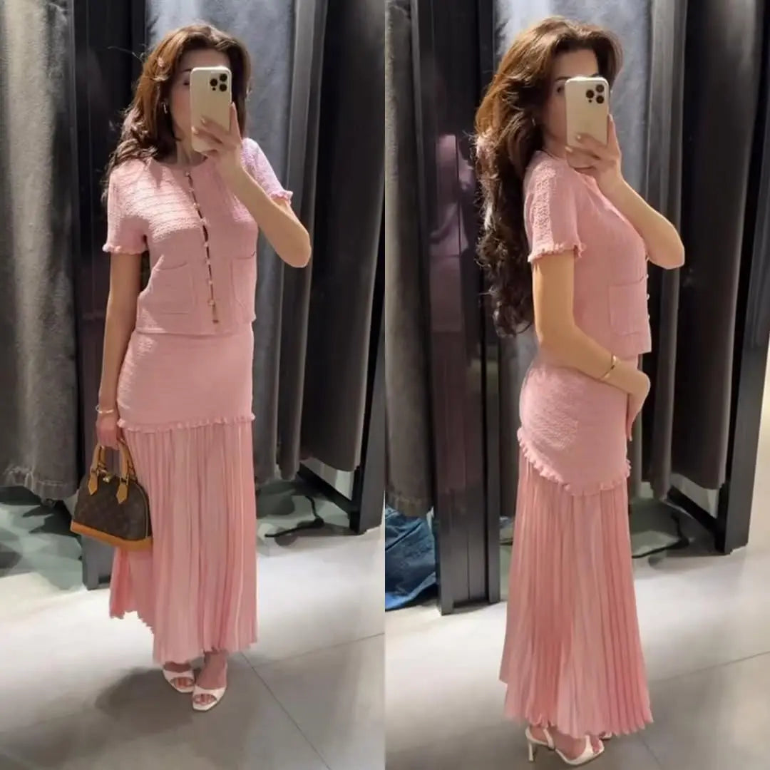 Short-Sleeve Knit Button Cardigan