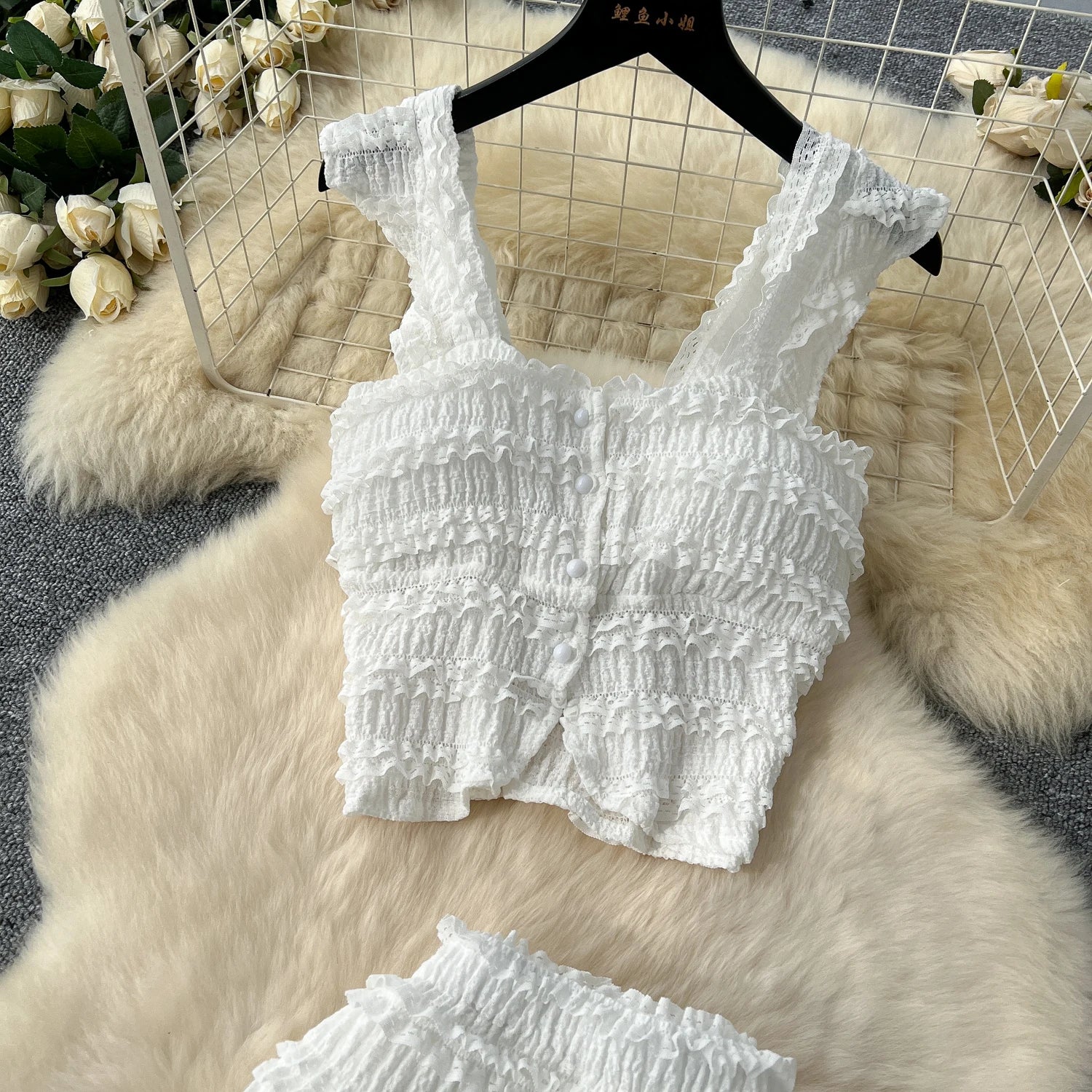 Women’s Casual Beach Two-Piece Set – Button-Front Camisole & A-Line Skirt