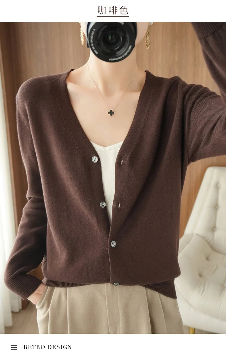 Women’s Cotton V-Neck Cropped Cardigan