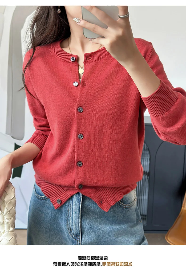 Cotton O-Neck Cardigan