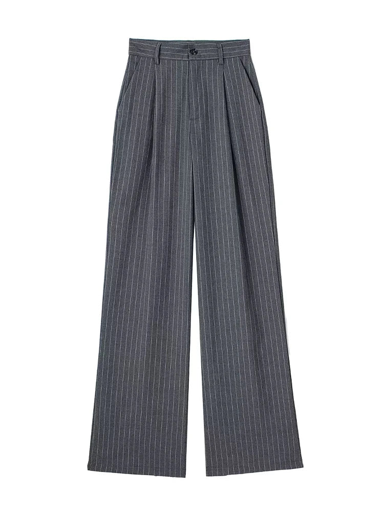 High Waist Front-Pleat Straight-Leg Trousers for Women