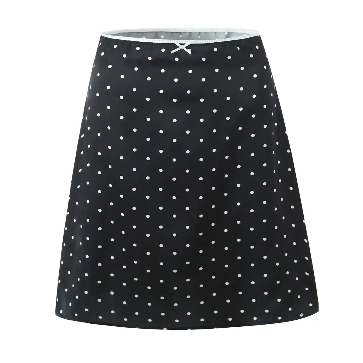 black::Black skirt with white polka dot pattern on a white background