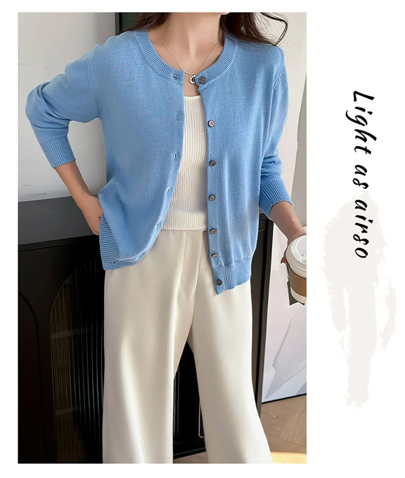 Cotton O-Neck Cardigan