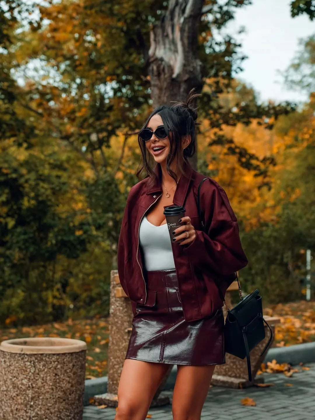 Suede-Textured Bomber Jacket with Lapel Collar