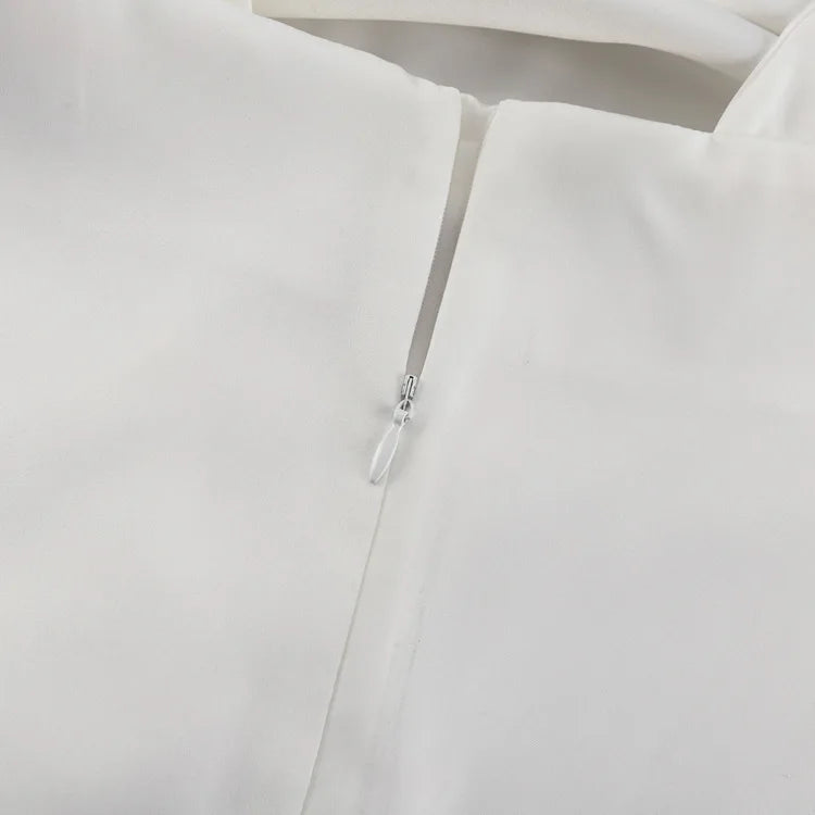 White Satin Backless A-Line Dress