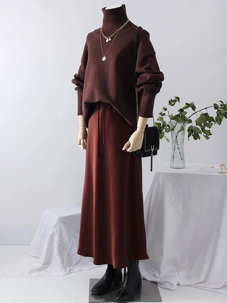 Loose Turtleneck Knit Sweater