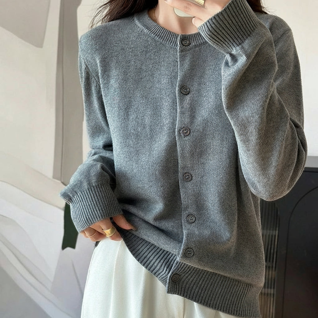 Cotton O-Neck Cardigan