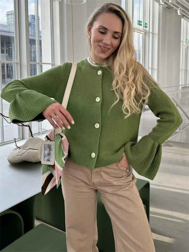 Ribbed Patchwork Knit Cardigan