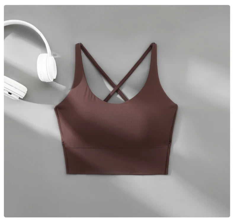 High Impact Seamless Sports Bra with Cross Back