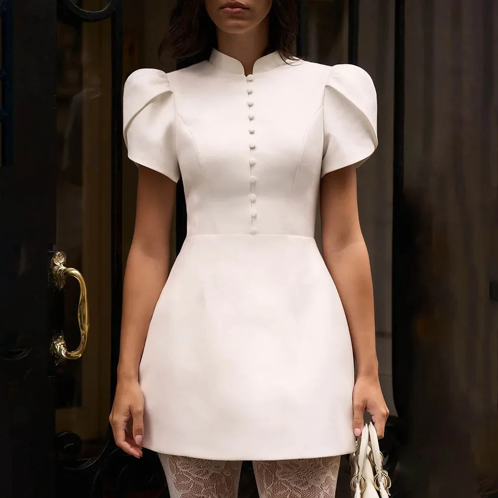 Ruffled Patchwork Mini Dress