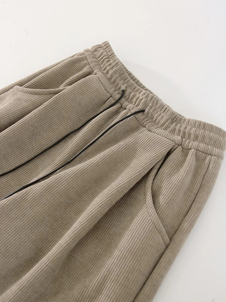 High Waist Corduroy Fleece Pants