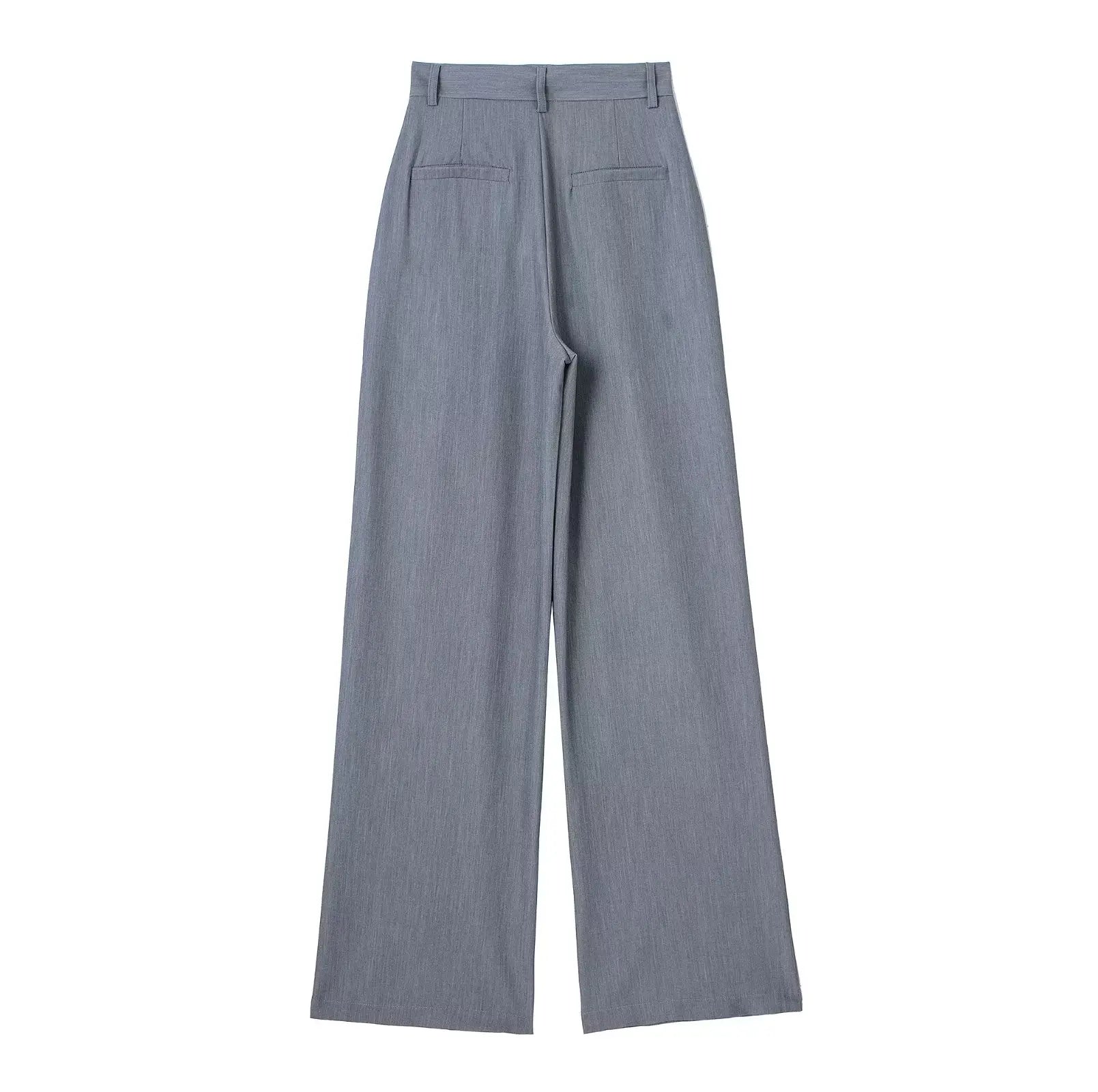 High Waist Front-Pleat Straight-Leg Trousers for Women