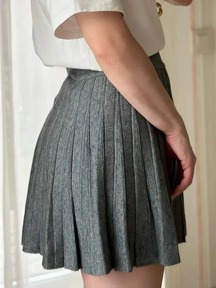 Knitted Pleated Mini Skirt