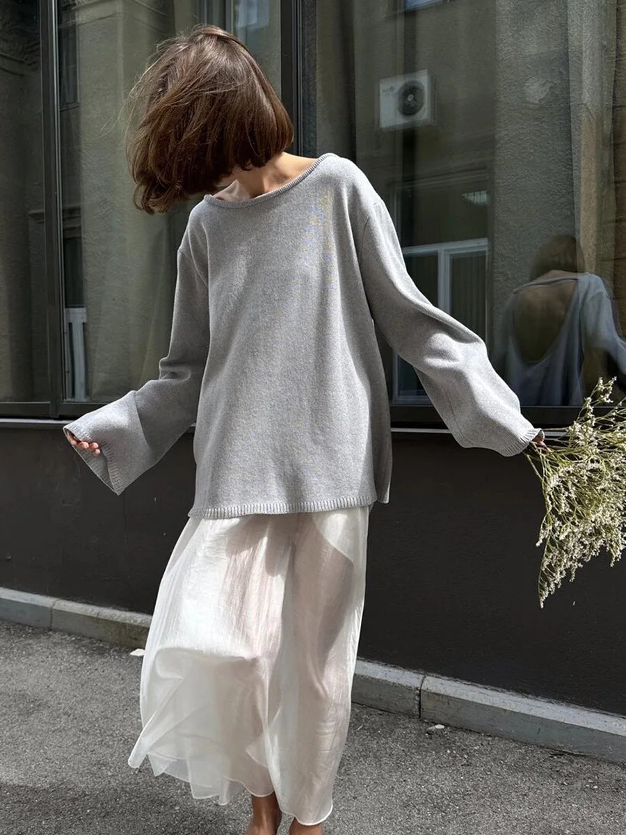 Backless Loose Knit Sweater