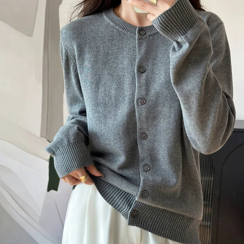 Cotton O-Neck Cardigan