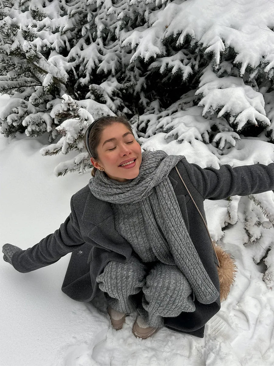 Ribbed Turtleneck Knit Set