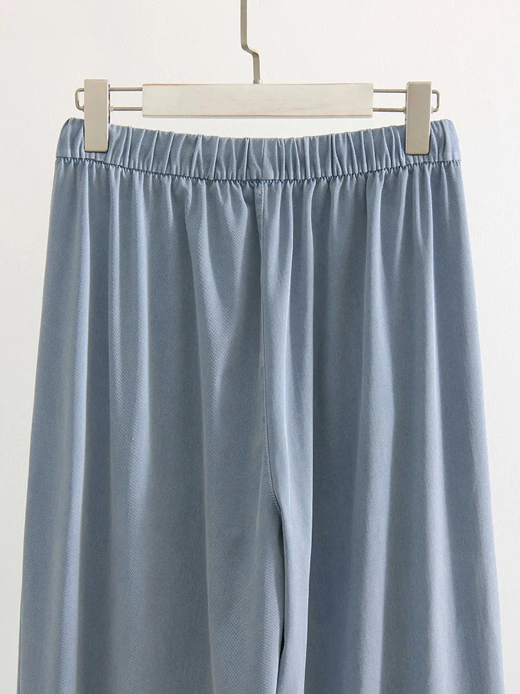 Lyocell Wide-Leg Denim Pants