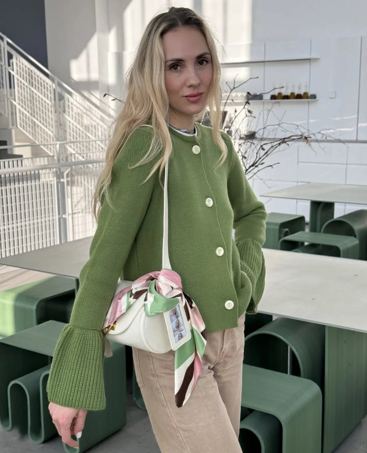 Ribbed Patchwork Knit Cardigan