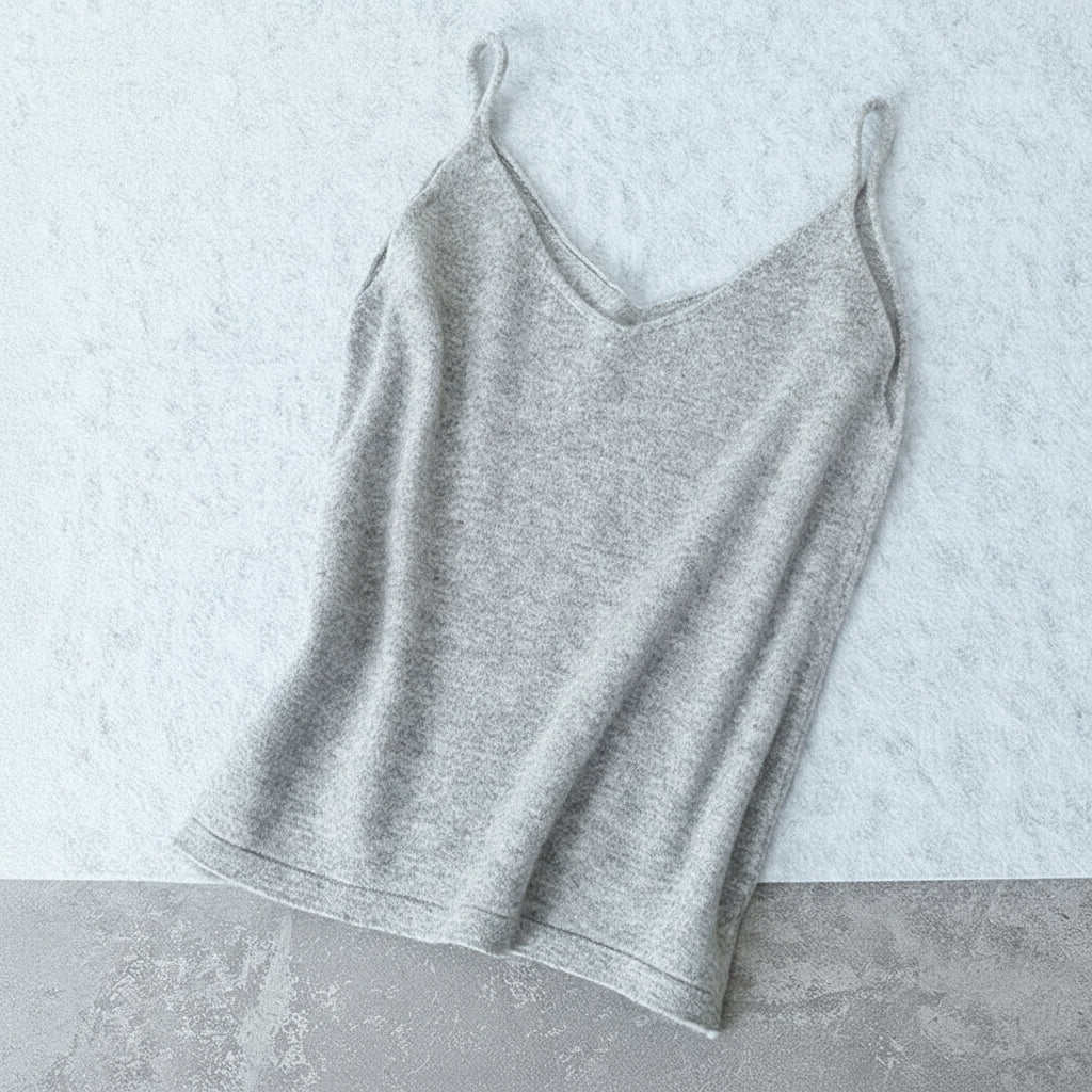allvariants:: Gray wool tank top on a light gray background with 'YTFidio' branding.