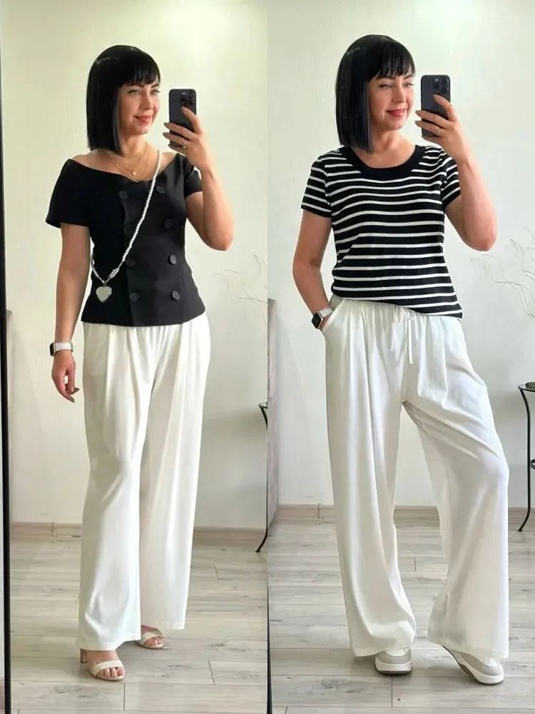 Lyocell Wide-Leg Denim Pants