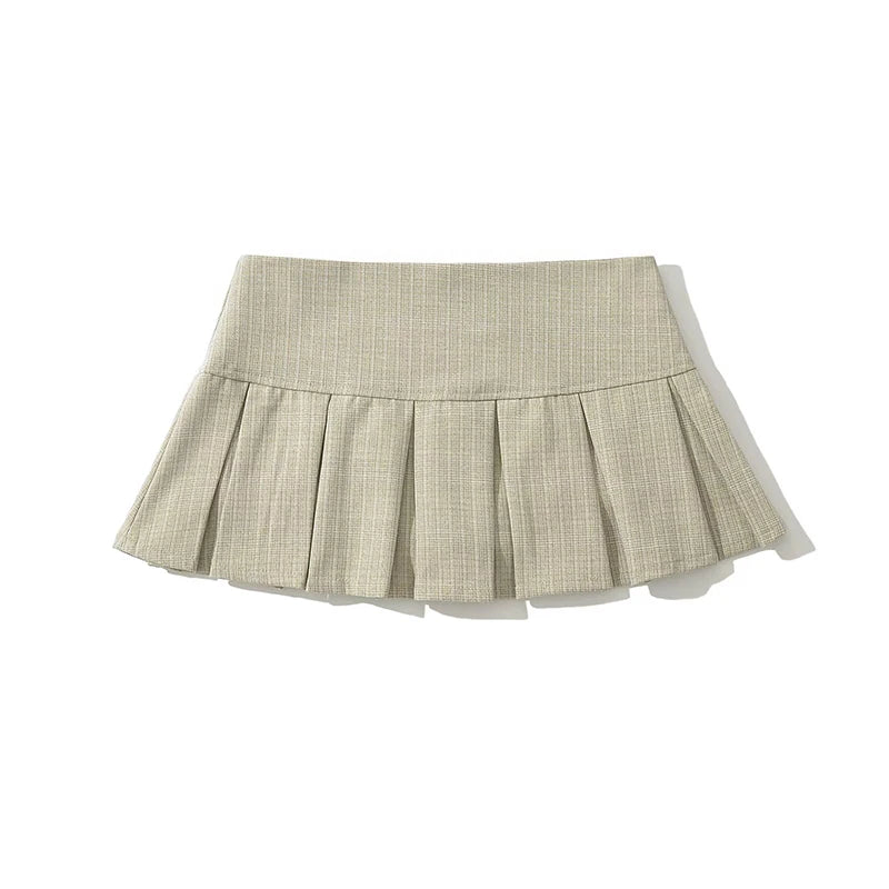 beige::Plaid skirt on a white background