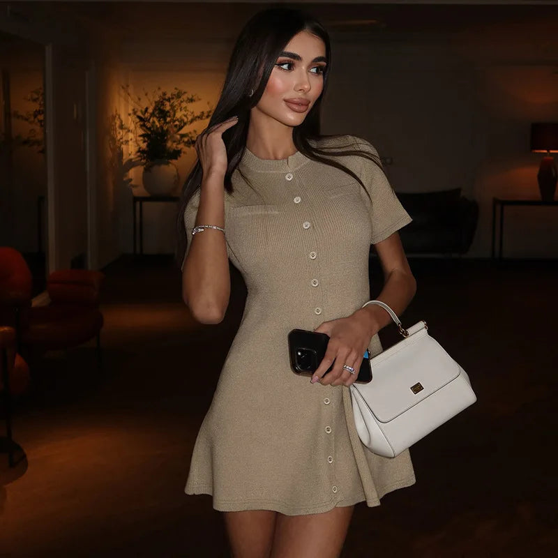 Patchwork Knit Short Dress