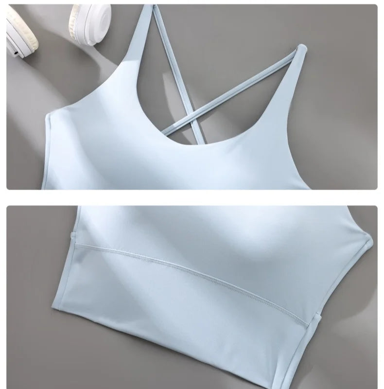 High Impact Seamless Sports Bra with Cross Back