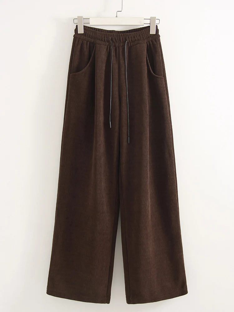 High Waist Corduroy Fleece Pants