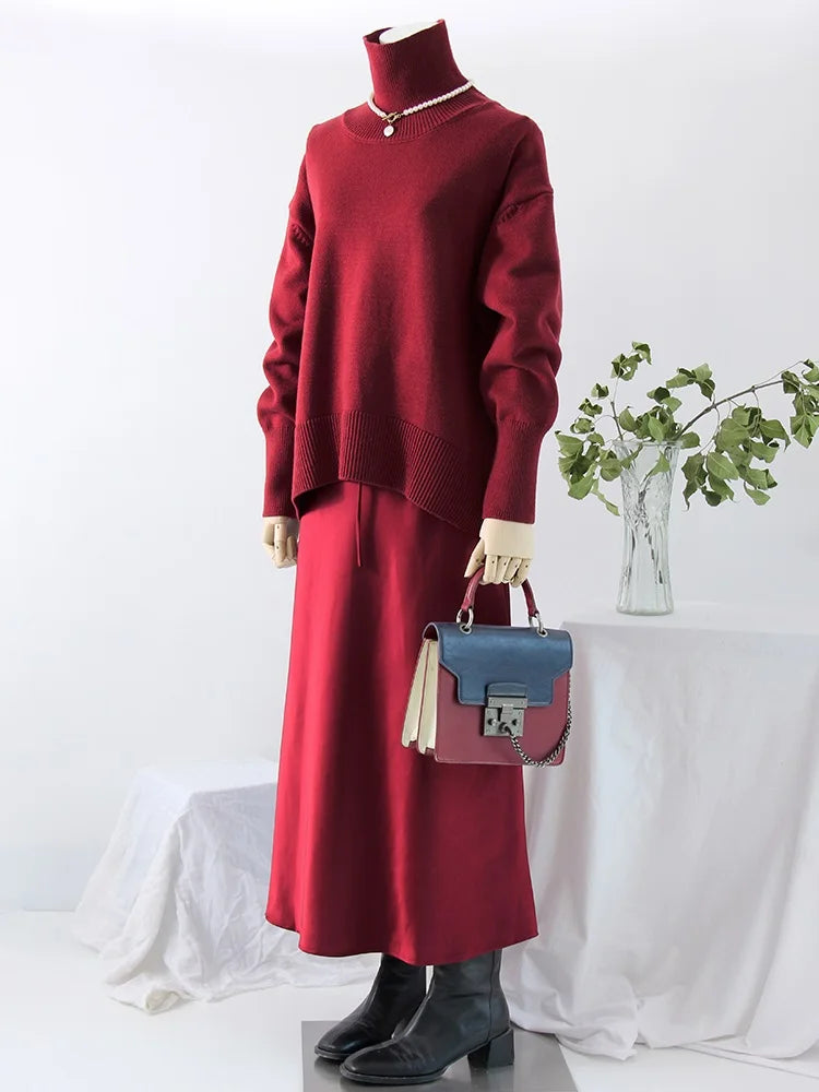 Loose Turtleneck Knit Sweater