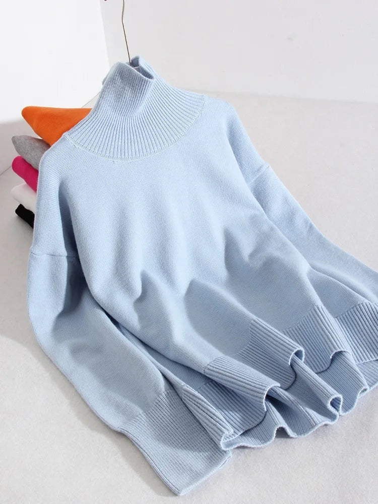 Loose Turtleneck Knit Sweater