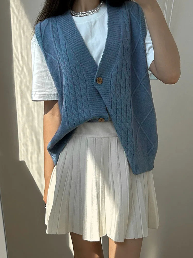 Knitted Pleated Mini Skirt