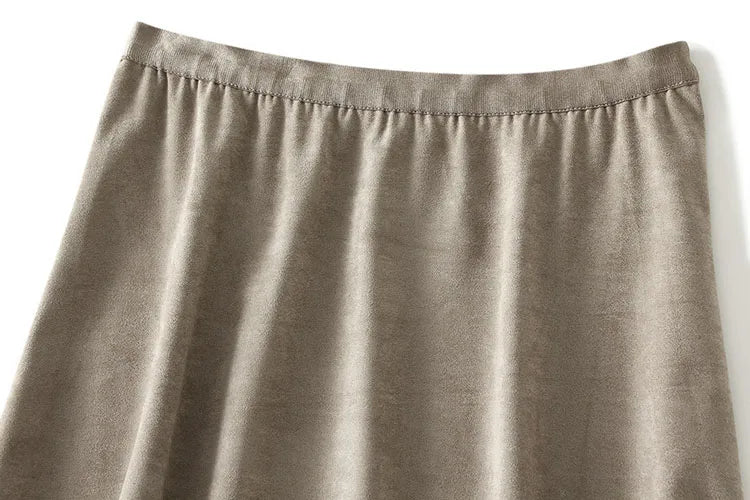 High Waist Suede A-Line Skirt